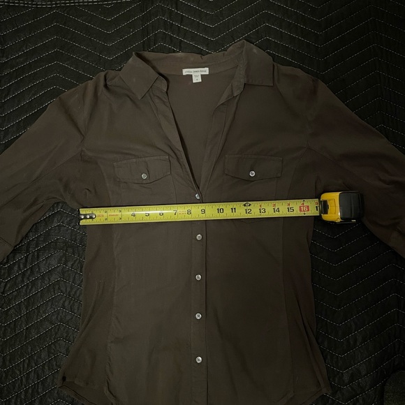 James Perse Slub Cotton Khaki Button-Up Shirt - Picture 14 of 15